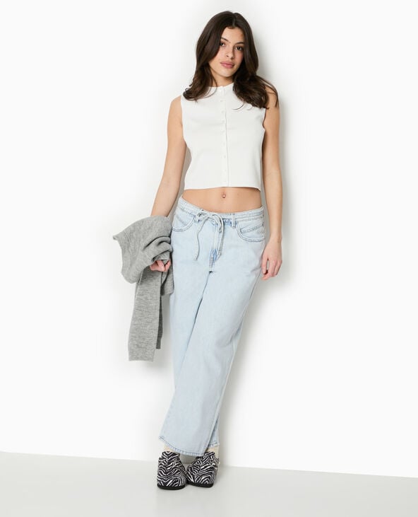 pimkie Top boutonné en maille fine - Blanc