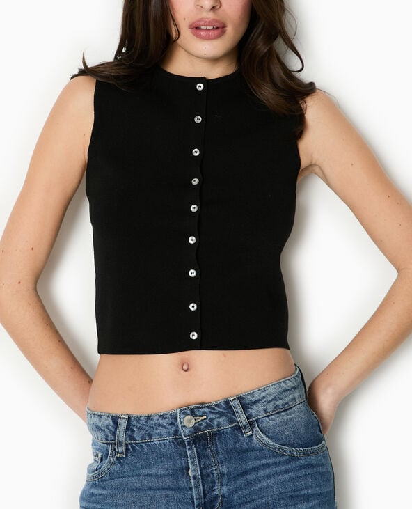 Pimkie Top Boutonné En Maille Fine - Noir