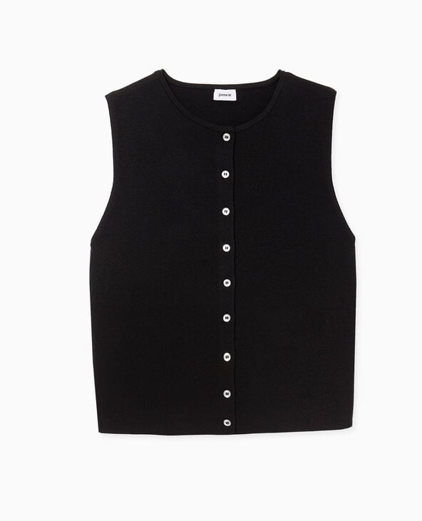 Pimkie Top Boutonné En Maille Fine - Noir