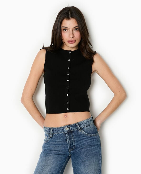 Pimkie Top Boutonné En Maille Fine - Noir