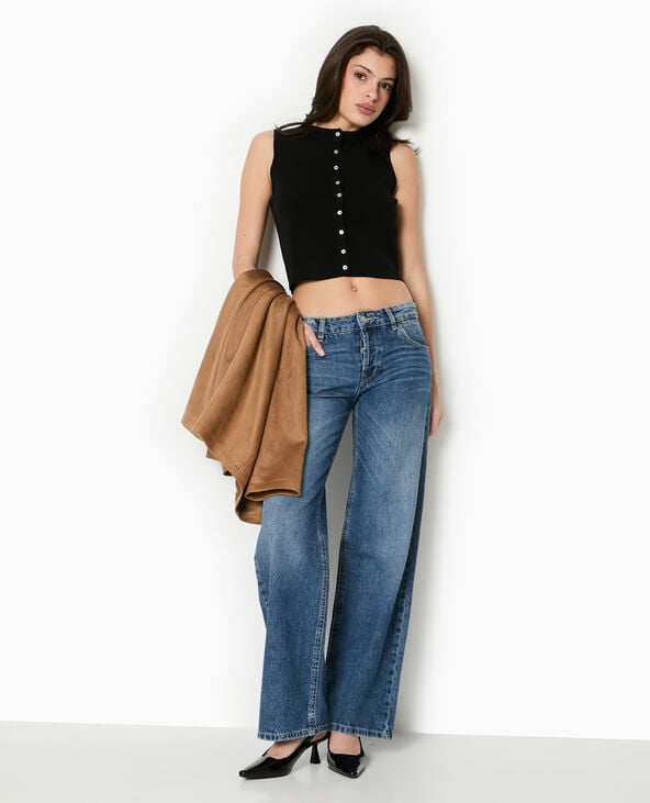 pimkie Top boutonné en maille fine - Noir