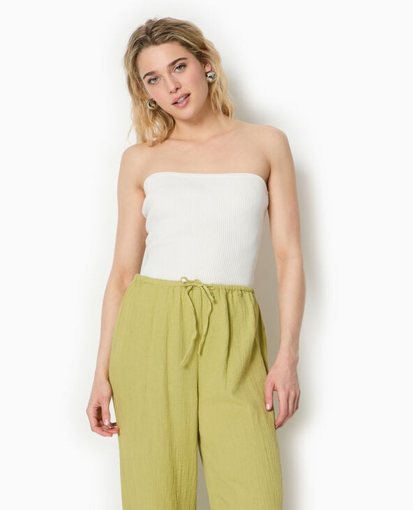 Pimkie Top Bustier En Maille Côtelée - Blanc