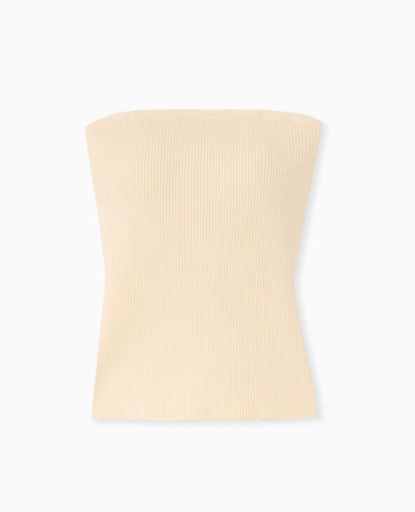 Pimkie Top Bustier En Maille Côtelée - Jaune Pâle