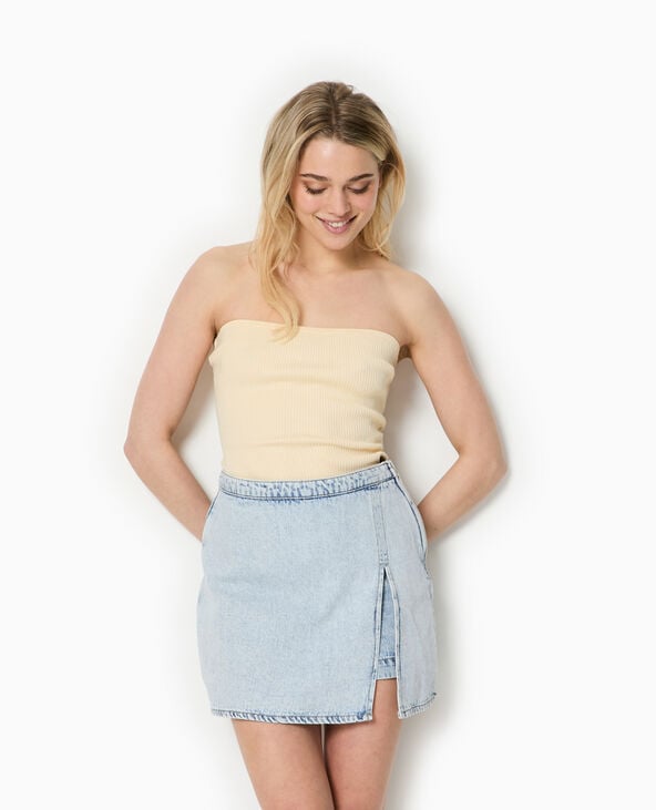 pimkie Top bustier en maille côtelée - Jaune pâle