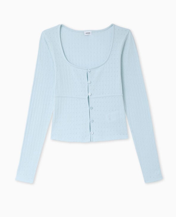 Pimkie Top Cardigan En Maille Fantaisie - Bleu