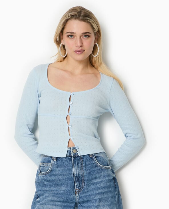 Pimkie Top Cardigan En Maille Fantaisie - Bleu