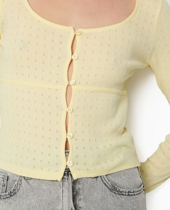 Pimkie Top Cardigan En Maille Fantaisie - Jaune