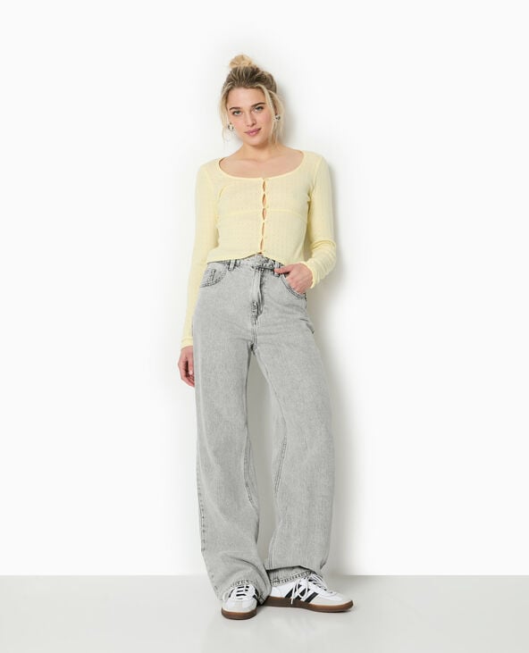 Pimkie Top Cardigan En Maille Fantaisie - Jaune