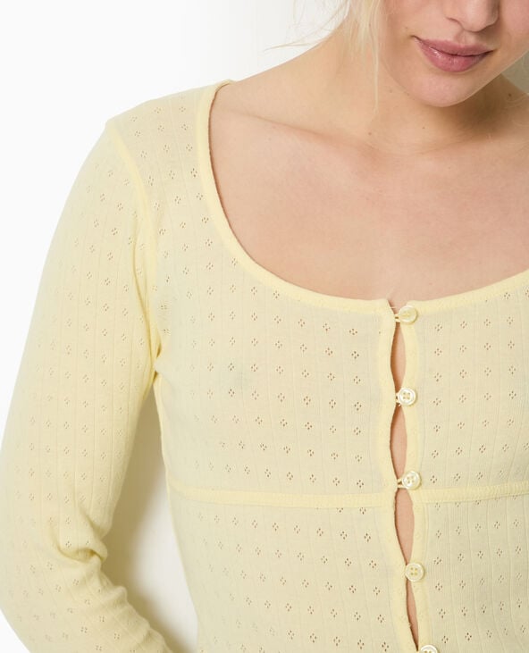 pimkie Top cardigan en maille fantaisie - Jaune