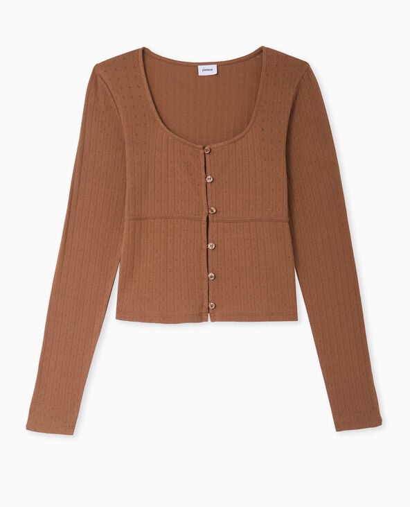 Pimkie Top Cardigan En Maille Fantaisie - Marron