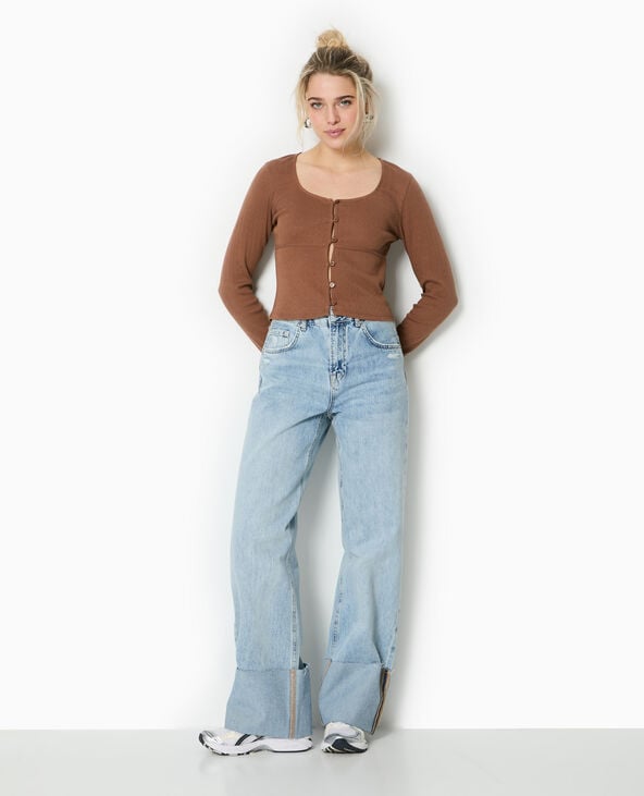 pimkie Top cardigan en maille fantaisie - Marron