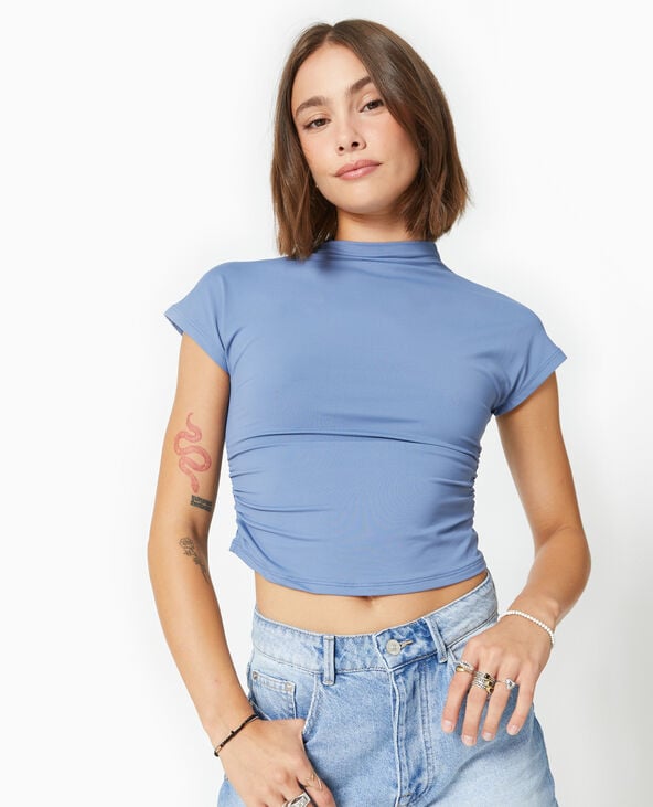 Pimkie Top Col Montant Avec Fronces Côtés - Bleu