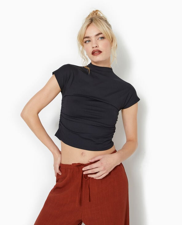 Pimkie Top Col Montant Avec Fronces Côtés - Noir