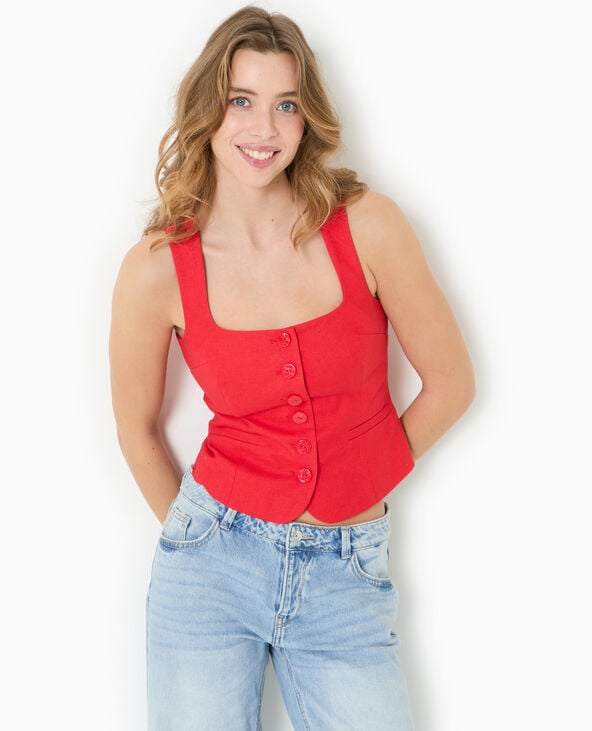 Pimkie Top Débardeur Avec Boutons - Rouge