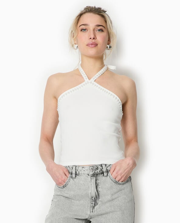 Pimkie Top Dos-nu Avec Détails Perles - Blanc