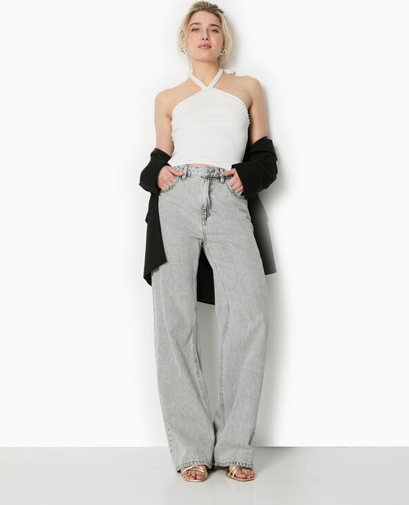 pimkie Top dos-nu avec détails perles - Blanc