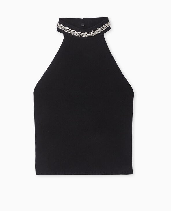 Pimkie Top Dos-nu Col Avec Brillants - Noir