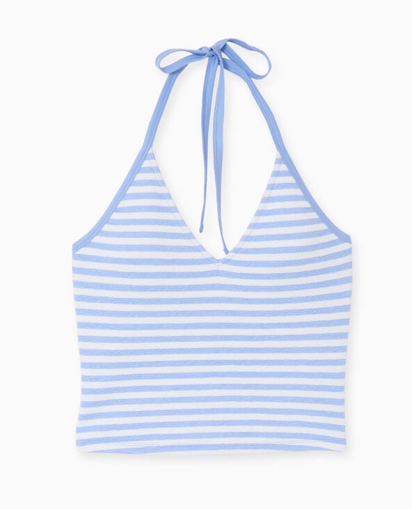 Pimkie Top Dos-nu Court Rayé - Bleu