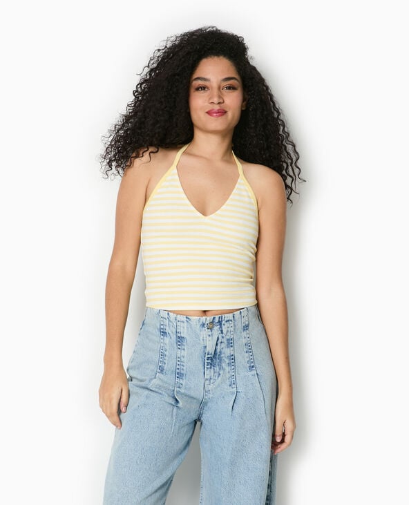 Pimkie Top Dos-nu Court Rayé - Jaune