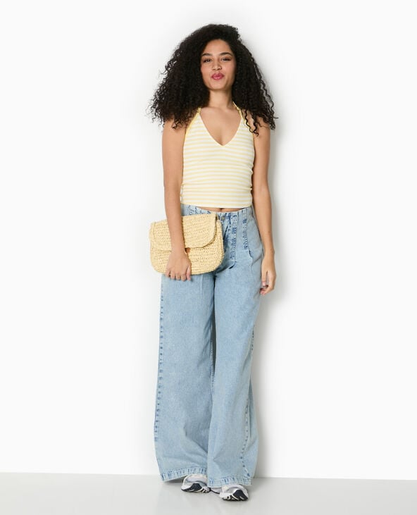 pimkie Top dos-nu court rayé - Jaune