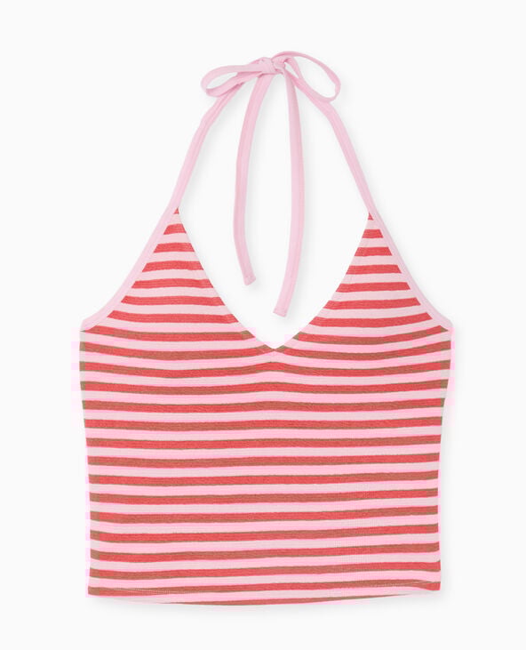 Pimkie Top Dos-nu Court Rayé - Rose