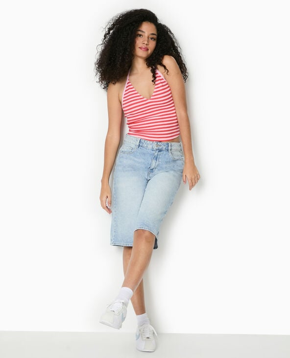 pimkie Top dos-nu court rayé - Rose