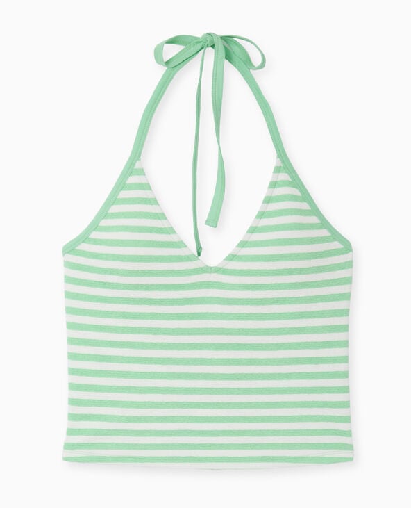 Pimkie Top Dos-nu Court Rayé - Vert