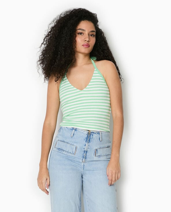 Pimkie Top Dos-nu Court Rayé - Vert