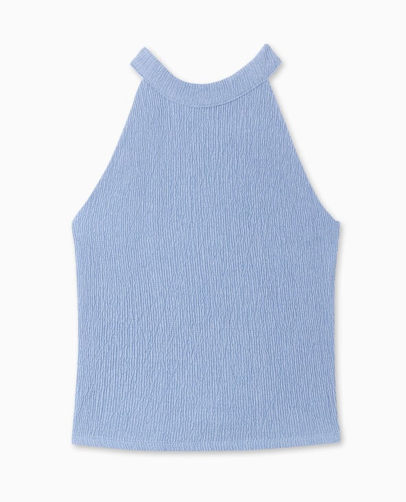 Pimkie Top Dos-nu En Maille Reliéfée - Bleu