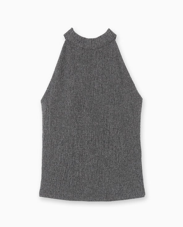 Pimkie Top Dos-nu En Maille Reliéfée - Noir