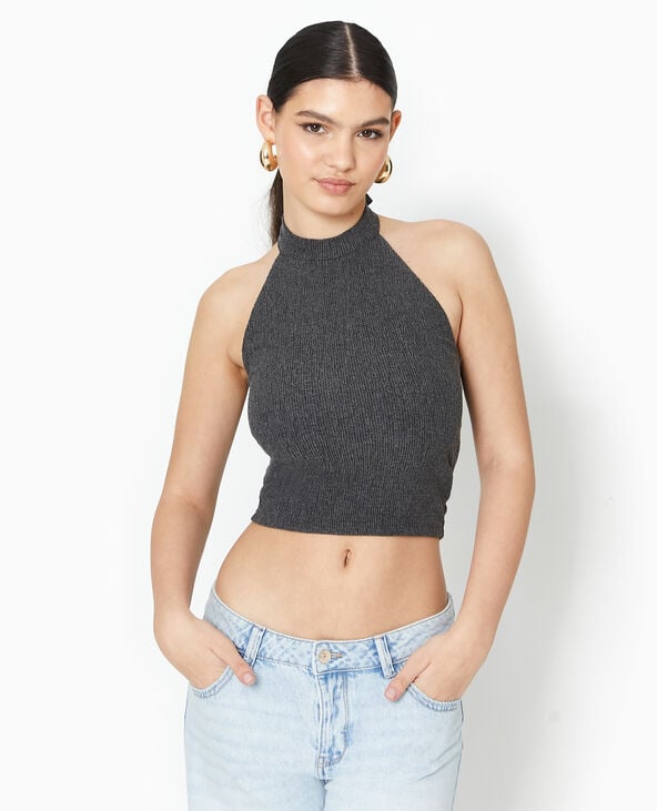 Pimkie Top Dos-nu En Maille Reliéfée - Noir