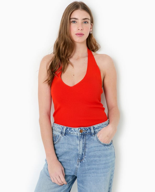 Pimkie Top Dos-nu En Maille - Rouge
