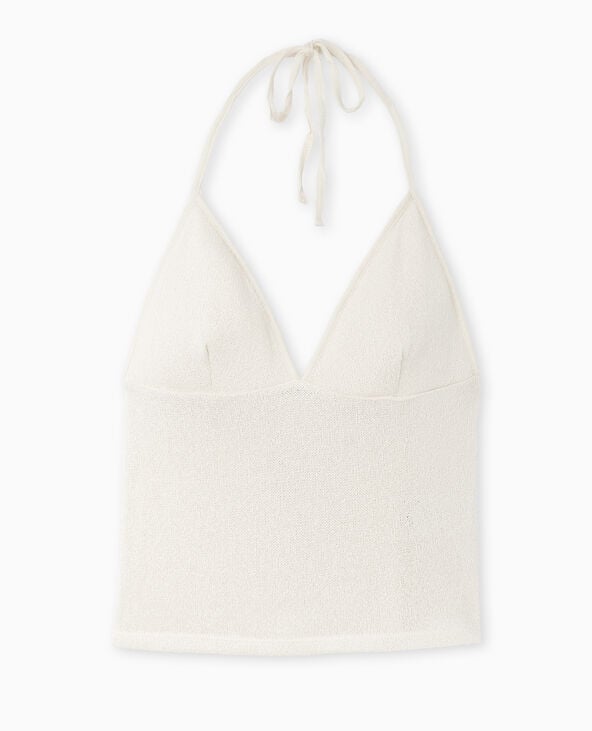Pimkie Top Dos-nu En Maille Rustique - Blanc