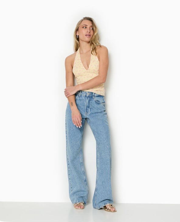 Pimkie Top Dos-nu En Résille Motif Fleurs - Jaune