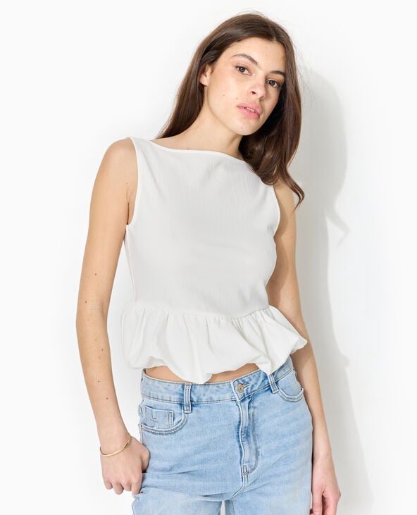 Pimkie Top Empiècement Boule Avec Dos Dégagé - Blanc