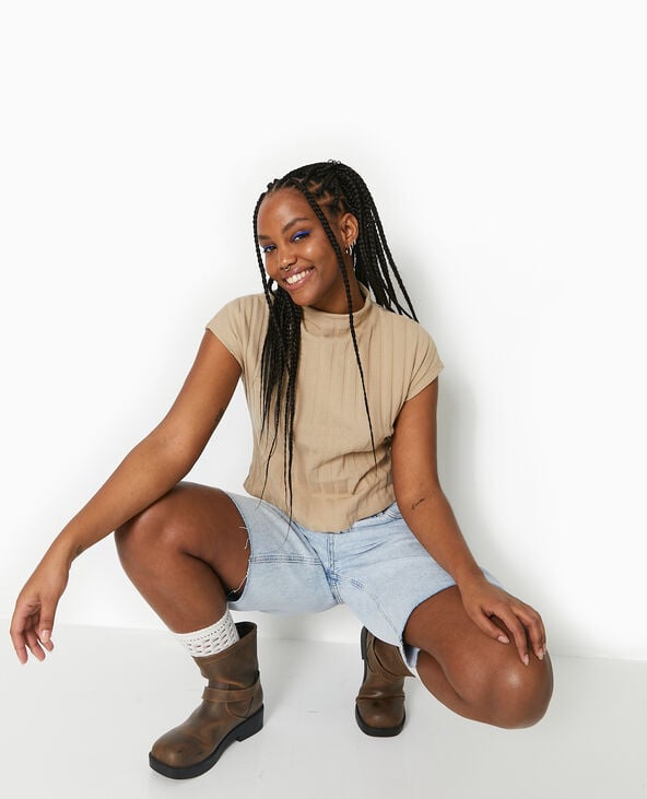 Pimkie Top En Maille Côtes Plates - Beige