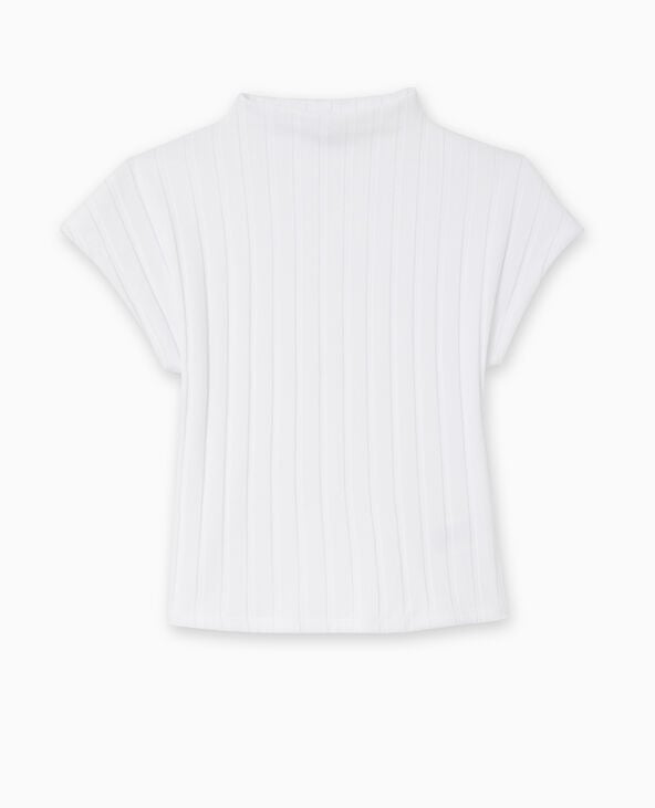 Pimkie Top En Maille Côtes Plates - Blanc