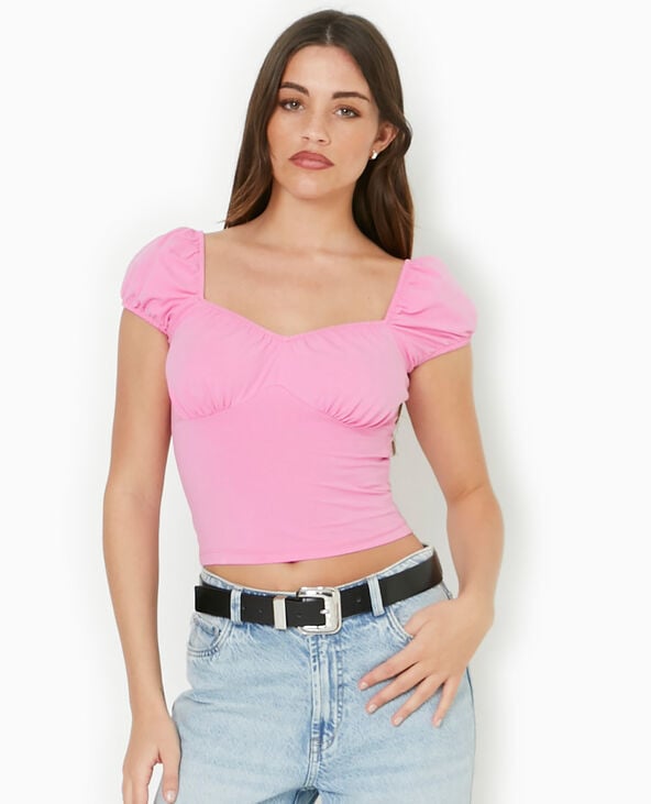Pimkie Top Encolure Cœur Avec Smock Dos - Rose