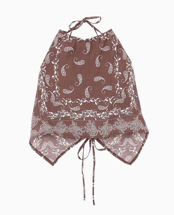 Pimkie Top Foulard Dos-nu Motif Cachemire - Marron