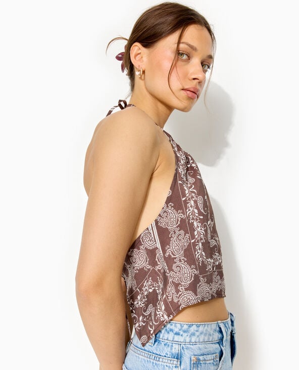 pimkie Top foulard dos-nu motif cachemire - Marron