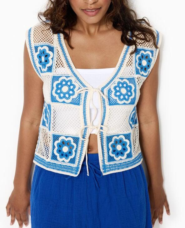 Pimkie Top Gilet Sans Manches En Crochet - Blanc