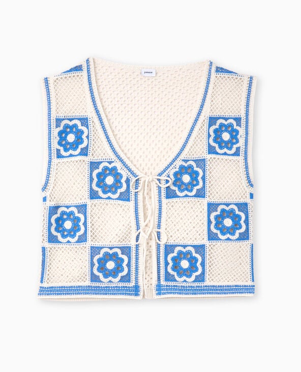 Pimkie Top Gilet Sans Manches En Crochet - Blanc