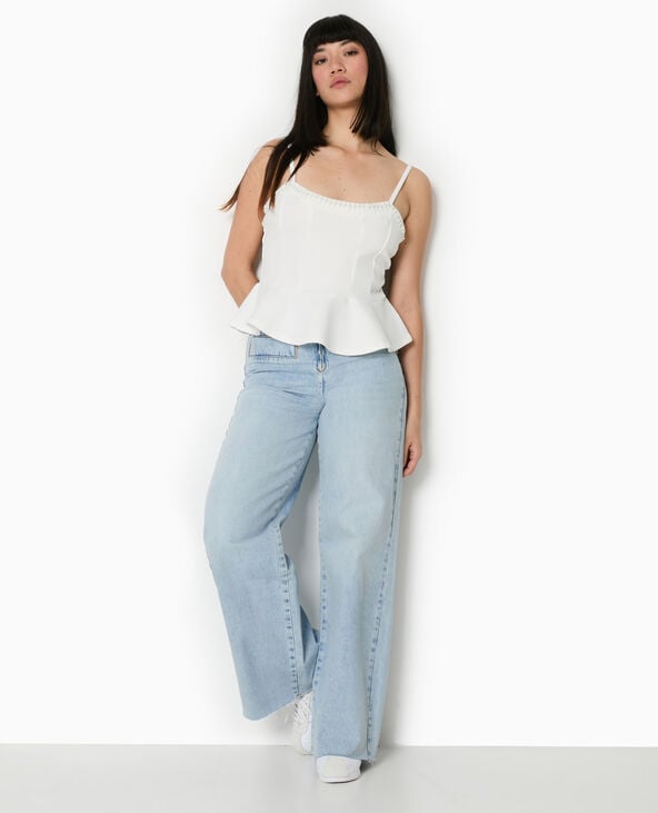 pimkie Top peplum à bretelles avec perles - Blanc