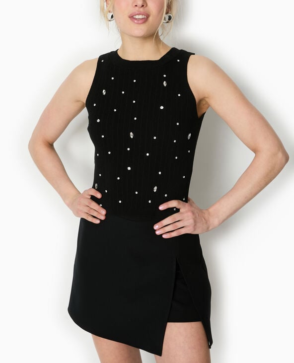 Pimkie Top Sans Manches En Maille Avec Strass - Noir