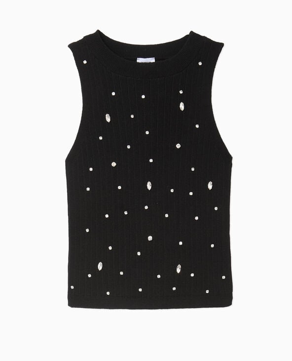 Pimkie Top Sans Manches En Maille Avec Strass - Noir