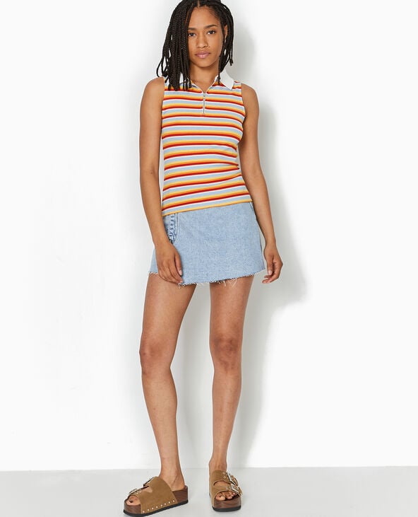 Pimkie Top Zippé Sans Manches Avec Col Polo - Bleu