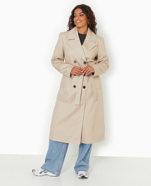 pimkie Trench long avec ceinture - Beige