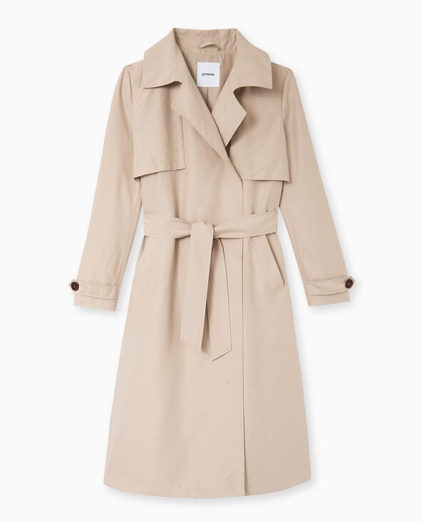 Pimkie Trench Long Et Fluide Avec Ceinture - Écru