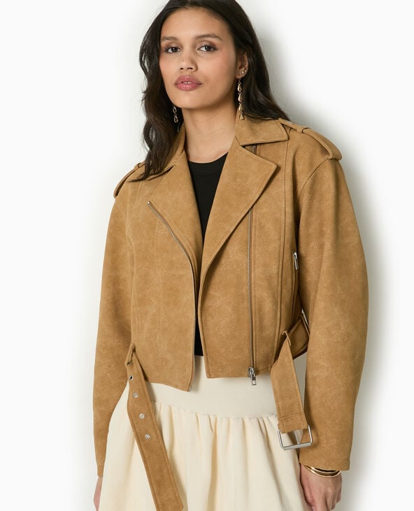 Pimkie Veste Biker En Suédine - Beige
