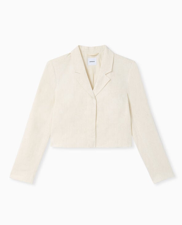 Pimkie Veste Blazer Courte Avec Lin - Blanc